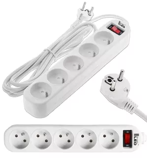 Predlžovací kábel pre sieťové lišty - 5 m - 5 × 230V WH